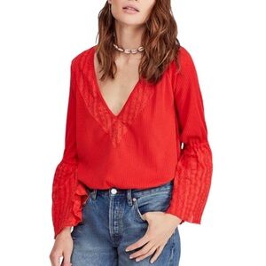 New with tag Free People Women’s Parisian Nights Flared Sleeve Top Boho Blouse